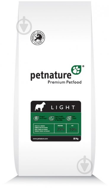 Корм сухой для взрослых собак для всех пород PET NATURE Adult Light Курица 20 кг - фото 1