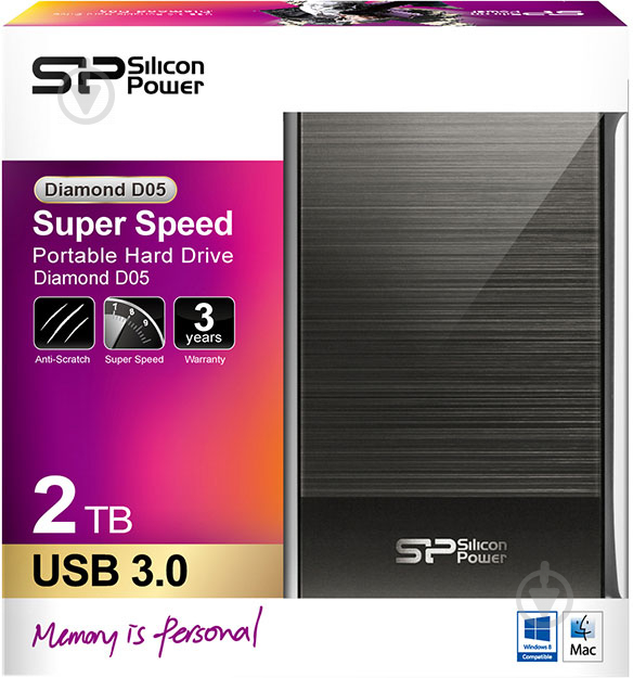 Внешний жесткий диск Silicon Power Diamond D05 2 ТБ 2,5" USB 3.0 (SP020TBPHDD05S3T) - фото 3