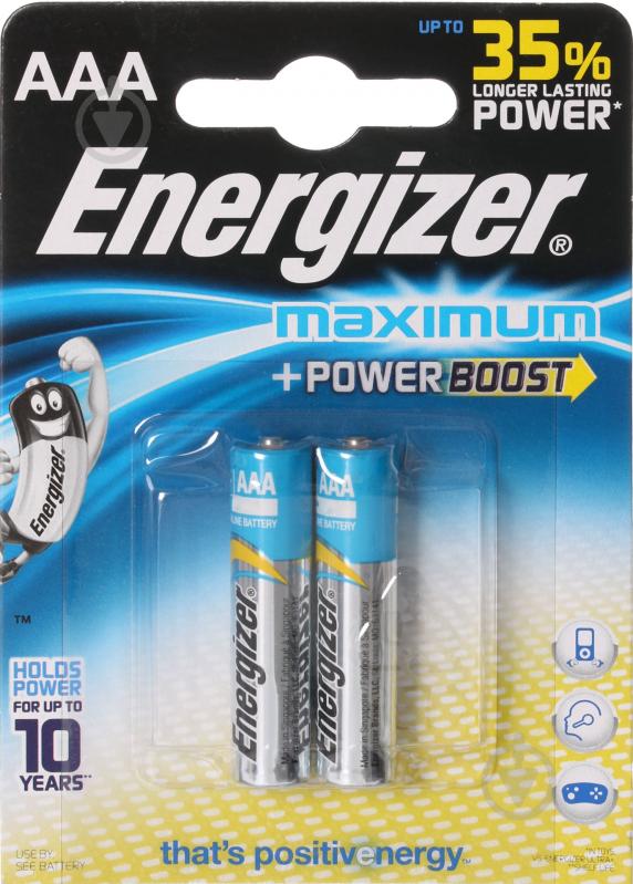 Батарейка Energizer Maximum FSB2 AAA (мизинчиковые) 2 шт. (638441) - фото 1 Батарейка Energizer Maximum FSB2 AAA (мизинчиковые) 2 шт. (638441) - фото 1