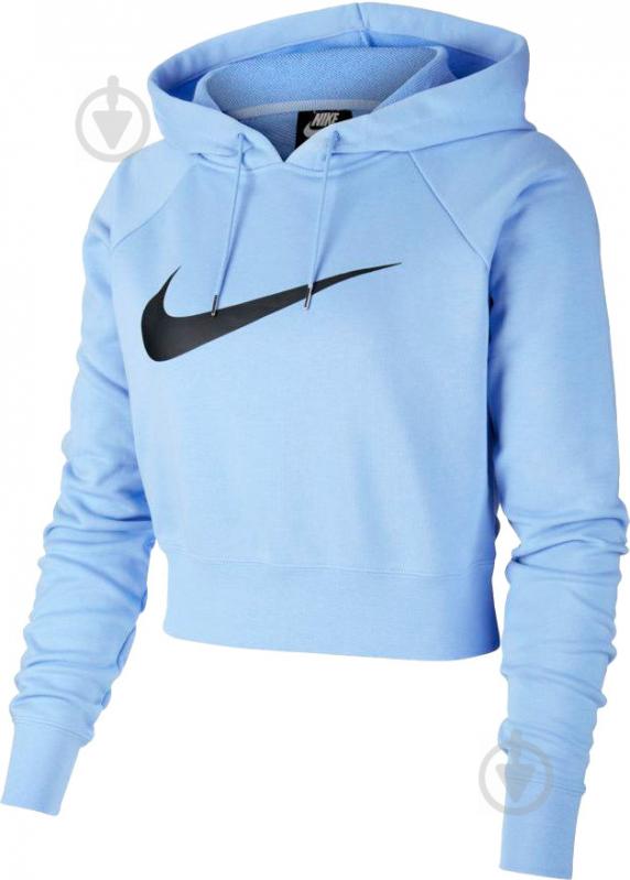 Джемпер Nike W NSW SWSH HOODIE CROP FT BQ9754-450 р. L блакитний - фото 1