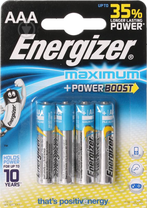 Батарейка Energizer Maximum FSB4 AAA (мизинчиковые) 4 шт. (638437) - фото 1 Батарейка Energizer Maximum FSB4 AAA (мизинчиковые) 4 шт. (638437) - фото 1