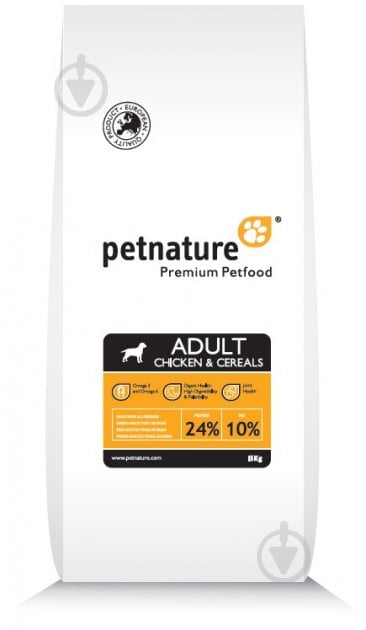 Корм сухий для дорослих собак для усіх порід PET NATURE Adult Зернові та курка 3 кг - фото 1