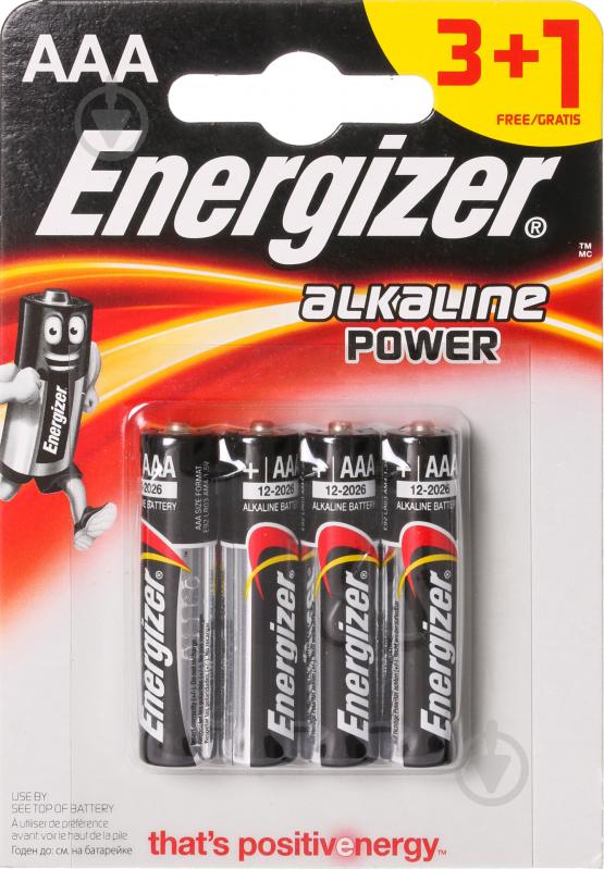 Батарейка Energizer Power E92 BP ААА 4 шт. (E300159600) - фото 1