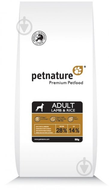 Корм сухой для взрослых собак для всех пород PET NATURE Adult Ягненок и рис 15 кг - фото 1