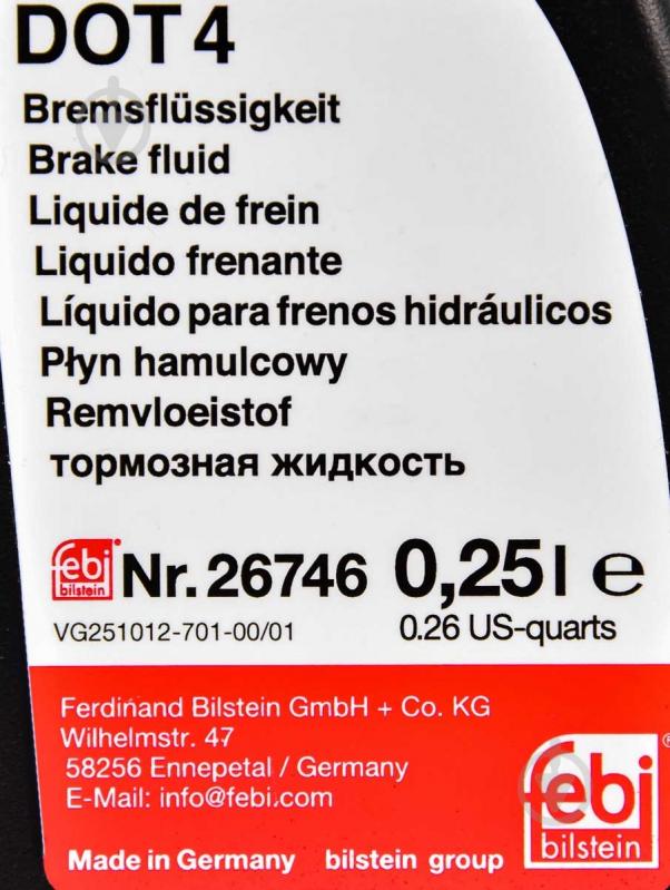 Тормозная жидкость FEBI BILSTEIN DOT-4 0,25 л (26746) - фото 2