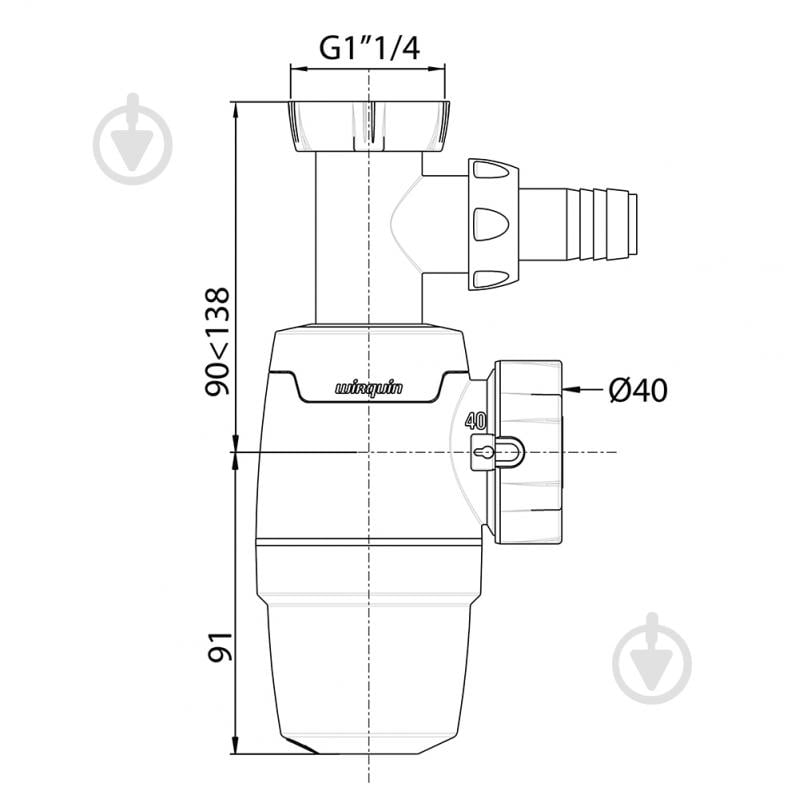 Сифон Wirquin Neo Air 1¼"×Ø 40 мм с подводом - фото 2