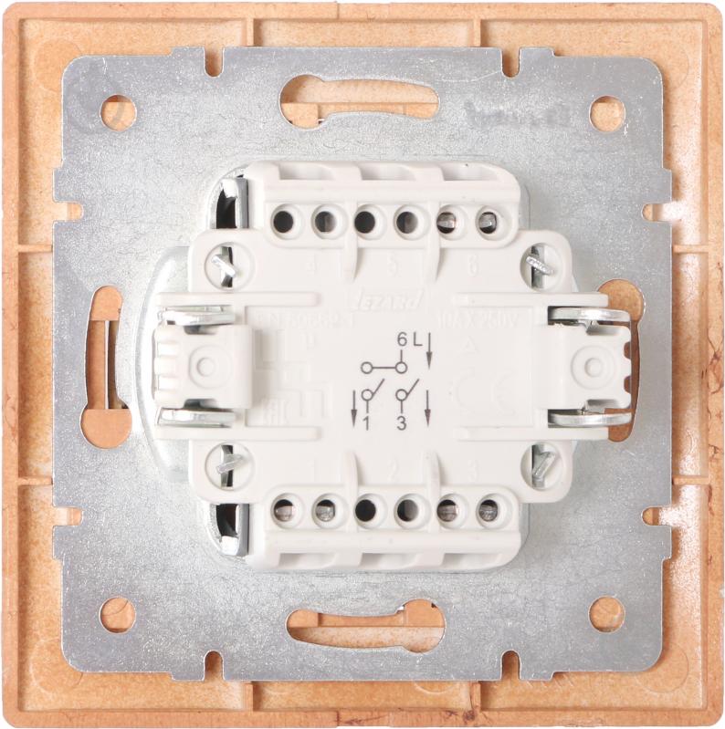 Выключатель двухклавишный Lezard Mira без подсветки дуб матовый 701-5151-101 - фото 3
