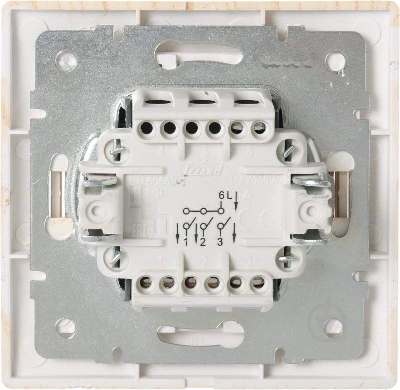 Выключатель трехклавишный Lezard Mira без подсветки дуб беленый матовый 701-5252-109 - фото 3