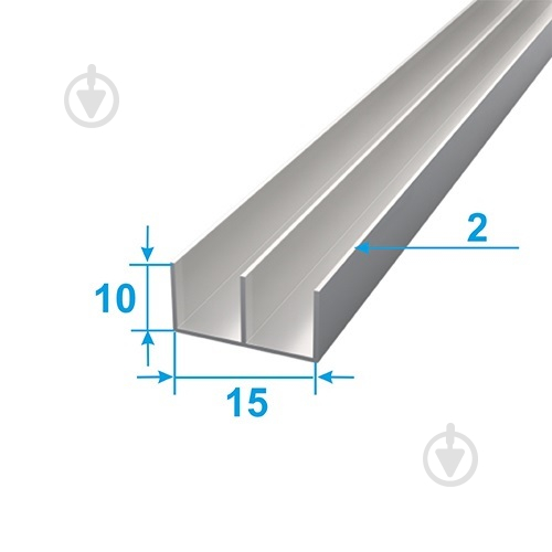 Швеллер 15х10х2 мм 1 м алюминиевая серебряный - фото 2