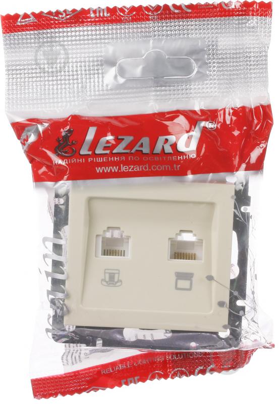 Розетка компьютерная + телефонная двойная Lezard Rain крем 703-0388-143 - фото 4