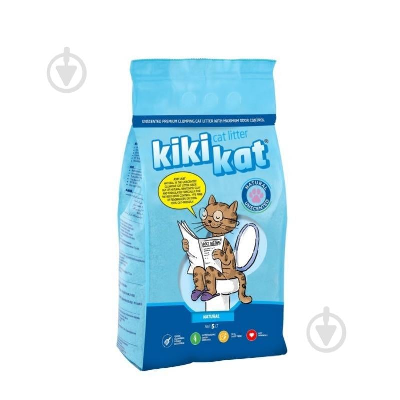 Наполнитель бентонитовый Kikikat Cat Litter 5 л без ароматизатора - фото 1