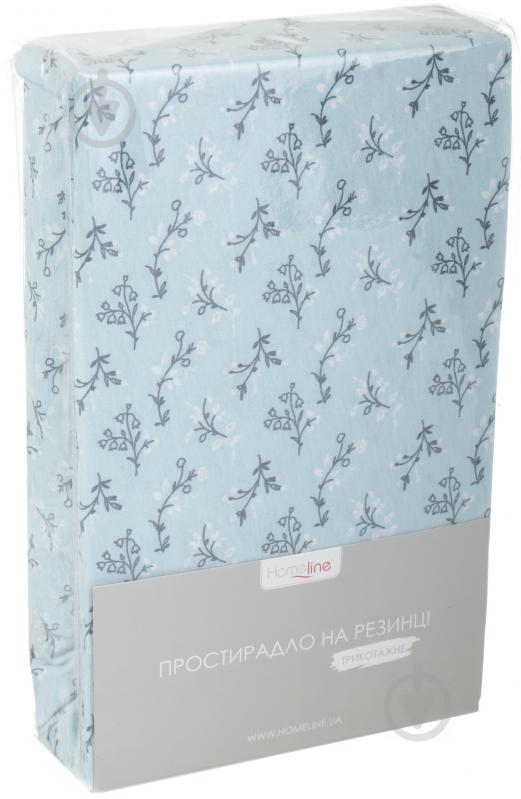 Простирадло на резинці трикотажне 160x200 см блакитний із принтом Homeline - фото 3