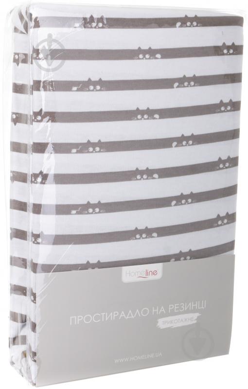 Простирадло на резинці трикотажне Киці 160x200 см білий із принтом Homeline - фото 3