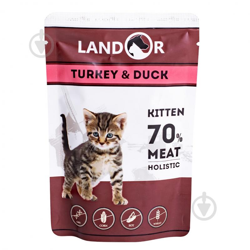 Консерва для кошенят LANDOR Kitten Індичка та качка 85 г - фото 1