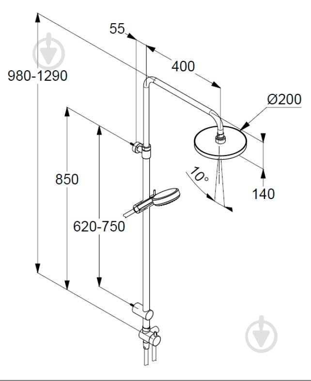 Душевая система Kludi настенный монтаж DIVE DUAL SHOWER SYSTEM DN 15 (680800500) - фото 2