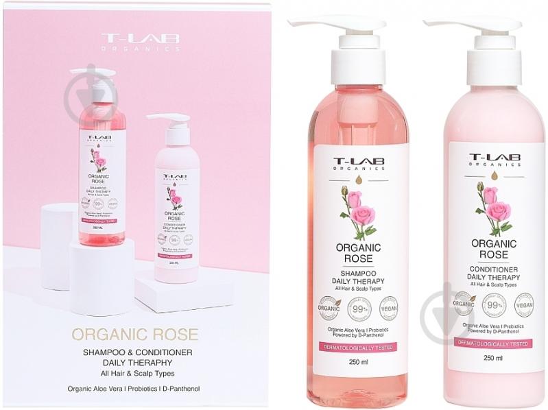Набір подарунковий T-LAB Professional Organic Rose (шампунь, 300 мл + кондиціонер, 300 мл) - фото 1 Набір подарунковий T-LAB Professional Organic Rose (шампунь, 300 мл + кондиціонер, 300 мл) - фото 1