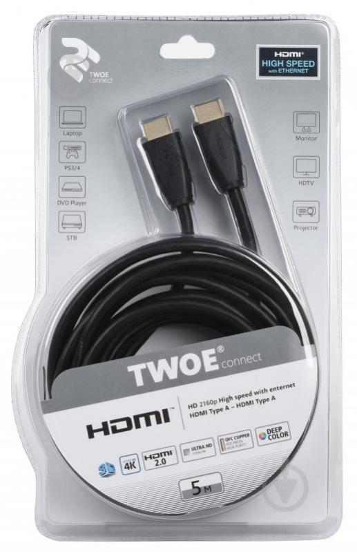 Кабель 2E HDMI AM 5 м черный (2EW-1002-5m) - фото 2