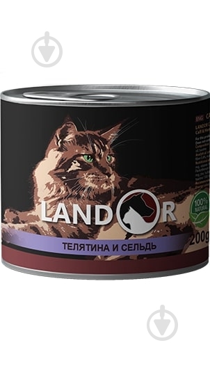 Корм для котів похилого віку LANDOR Senior&Adult Телятина та оселедець 200 г - фото 1