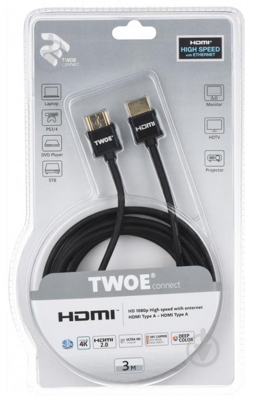 Кабель 2E HDMI AM 3 м черный (2EW-1119-3m) - фото 3