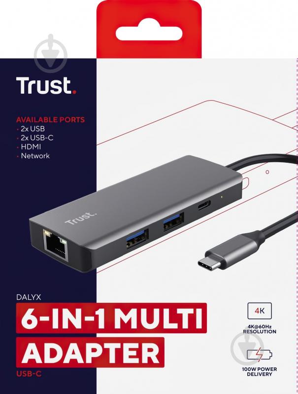 USB-хаб Trust Dalyx 6-in-1 USB-C Multi-port Dock Aluminium - фото 10