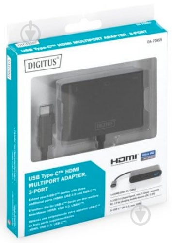 Адаптер Digitus USB-C - HDMA 2xUSB 0,15 м черный (DA-70855) - фото 6