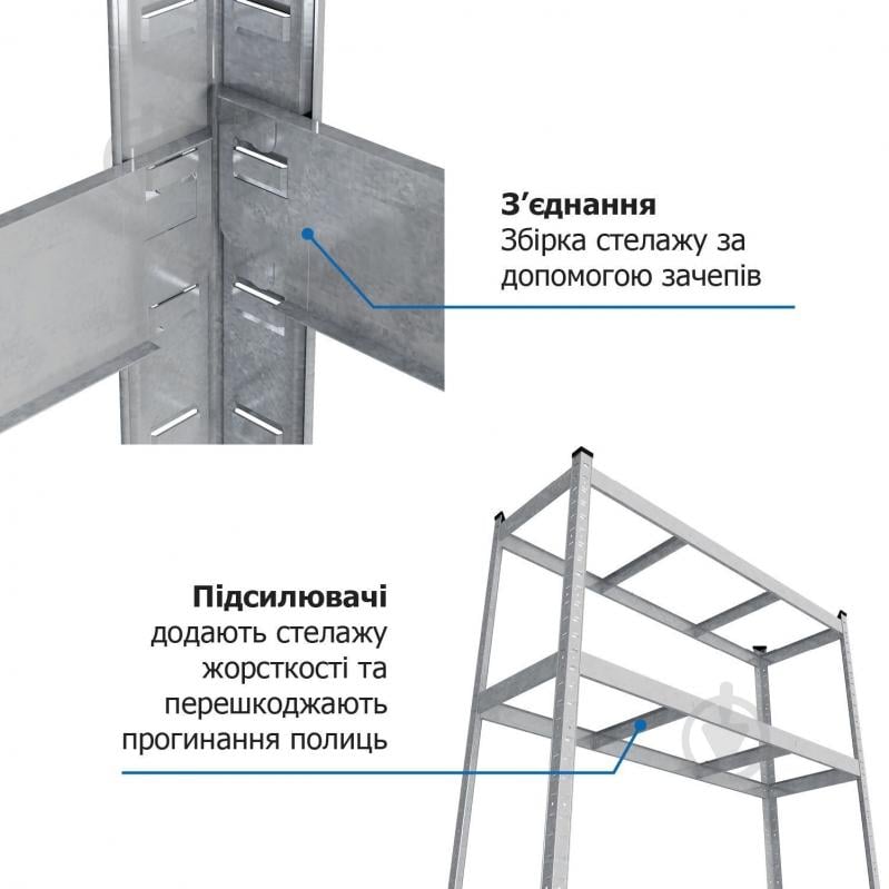 Стеллаж 2000x1000x500 мм Меткас Бюджет серый ДСП полки 5 шт. цинкованный - фото 11