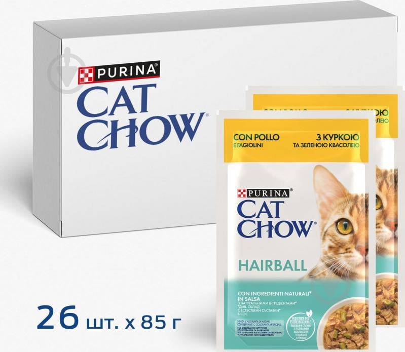 Корм влажный для котов Cat Chow by Purina с курицей и зеленой фасолью 26 шт. 85 г - фото 1 Корм влажный для котов Cat Chow by Purina с курицей и зеленой фасолью 26 шт. 85 г - фото 1