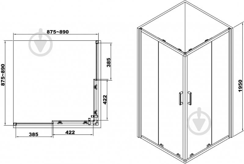 Душова кабіна Eger Heviz 90x90 599-077/1+599-000+банний рушник - фото 2