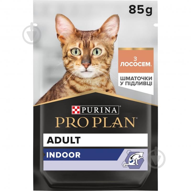 Корм вологий для котів ProPlan by Purina Adult Indoor шматочки лосося у підливі 26 шт. 85 г - фото 2