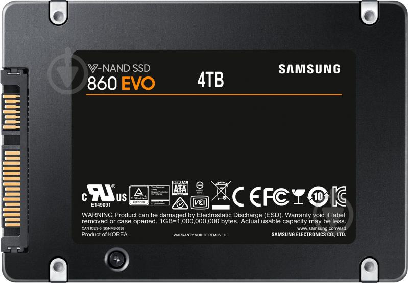 SSD-накопитель Samsung 860 EVO SATA V-NAND 3bit 4000GB 2,5" SATA MLC (MZ-76E4T0BW) - фото 2