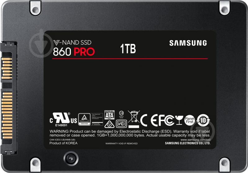 SSD-накопитель Samsung 860 PRO SATA V-NAND 3D 1000GB 2,5" SATA III 3D V-NAND (MZ-76P1T0BW) - фото 2