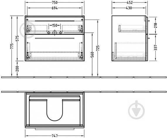 Тумба підвісна Villeroy & Boch Verity Design 75 - фото 2