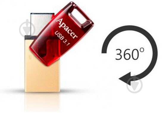 Флеш-память USB Apacer AH180 64 ГБ USB 3.1USB Type-C red (AP64GAH180R-1) - фото 5 Флеш-память USB Apacer AH180 64 ГБ USB 3.1USB Type-C red (AP64GAH180R-1) - фото 5