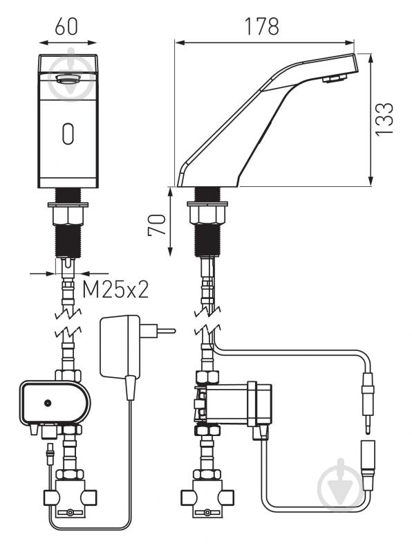 Змішувач для умивальника Ferro Sirocco Sensor Power-Safe Pre-Mixed BBB101SM - фото 2