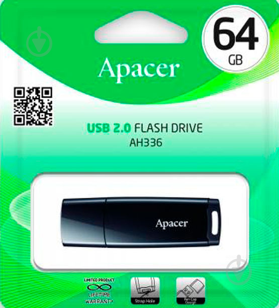 Флеш-пам'ять USB Apacer AH336 64 ГБ USB 2.0 black (AP64GAH336B-1) - фото 7