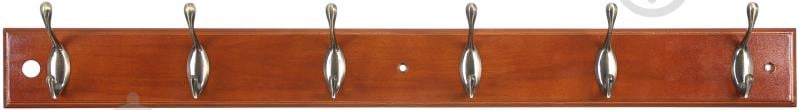 Вешалка для одежды настенная с 6 крючками 680х70х15 мм 1+1 бронза/орех - фото 1