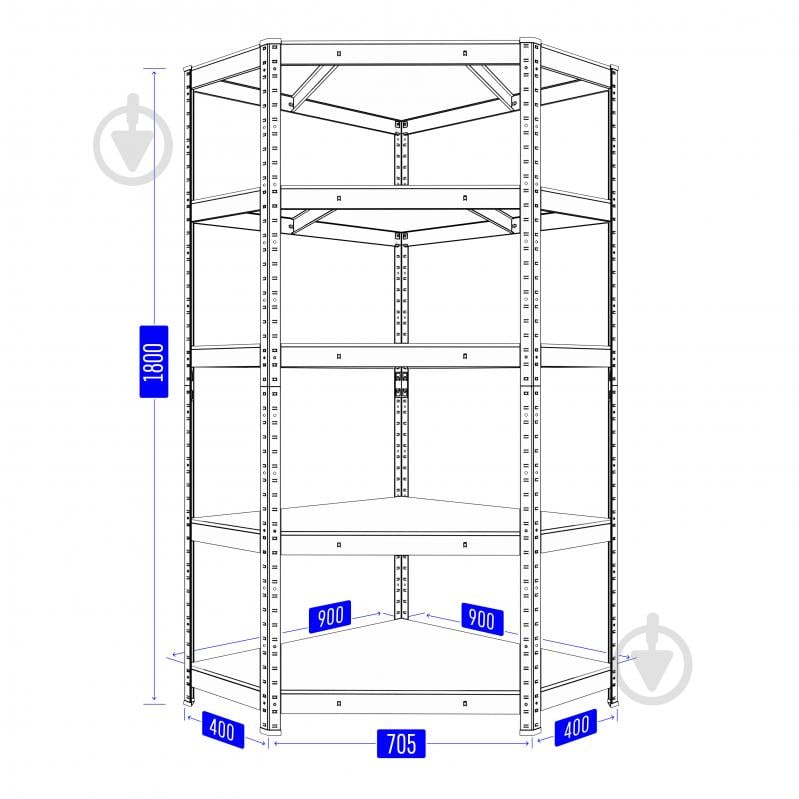 Стелаж металевий Меткас Бюджет антрацит 1800x900x400 мм ДСП полиця 5 шт. фарба - фото 2