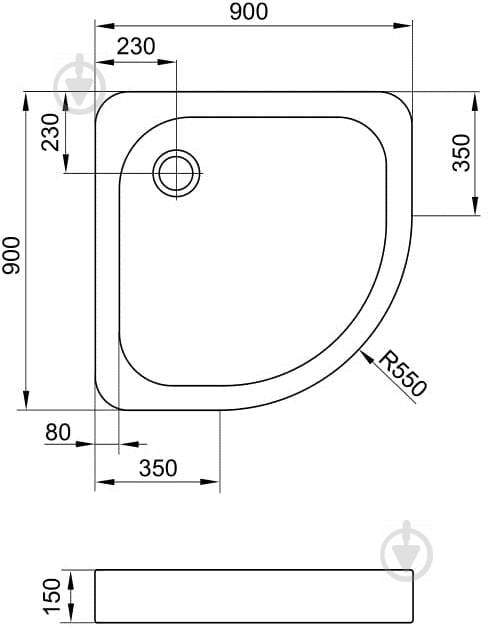 Піддон акриловий Eger Tisza 90x90 cм 599-021/2 - фото 2