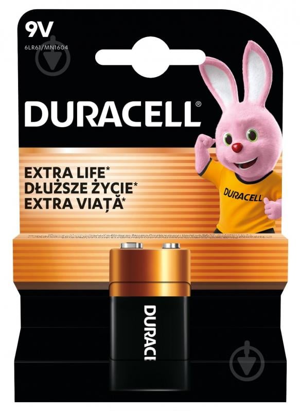 Батарейка щелочная Duracell 9V PP3 (крона) 1 шт. (81381920) - фото 2