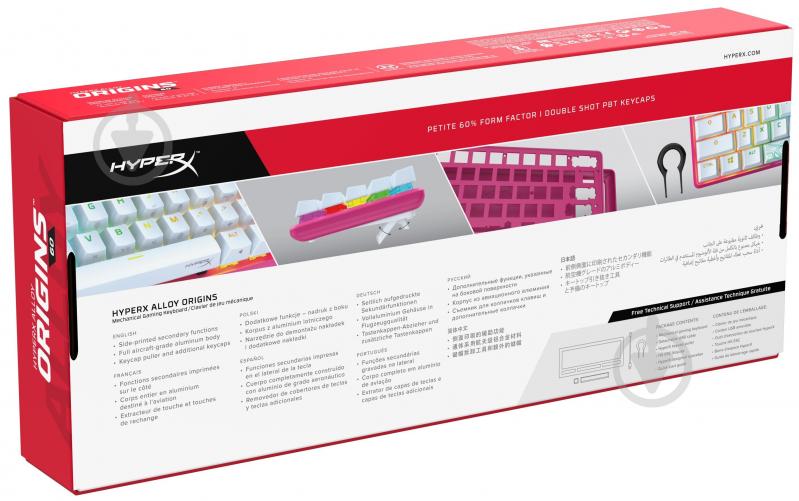 Клавиатура HyperX Alloy Origin 60 Red USB RGB (572Y6AA) pink - фото 11