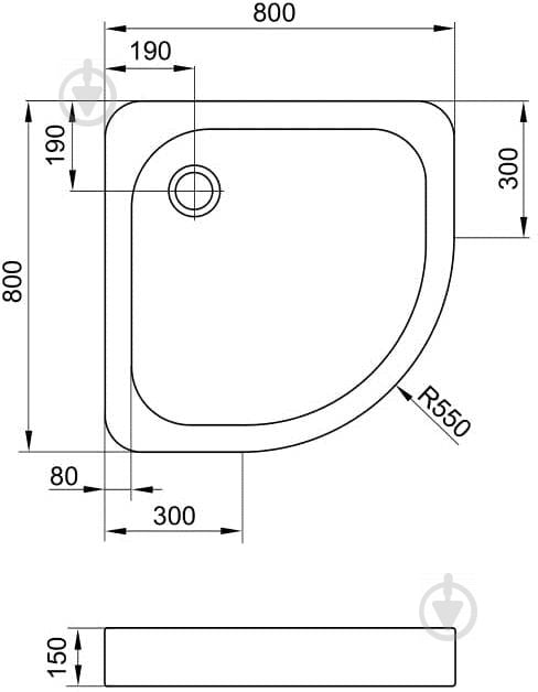 Піддон акриловий Eger Tisza 80x80 cм 599-020/2 - фото 2