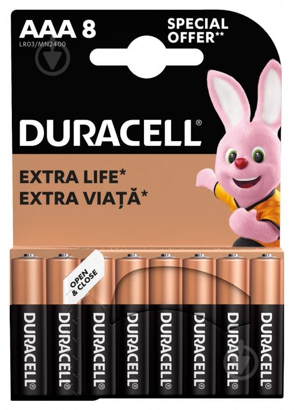 Батарейки лужні Duracell LR03 MN2400 AAA (мізинчикові) 8 шт. (81417099) - фото 2