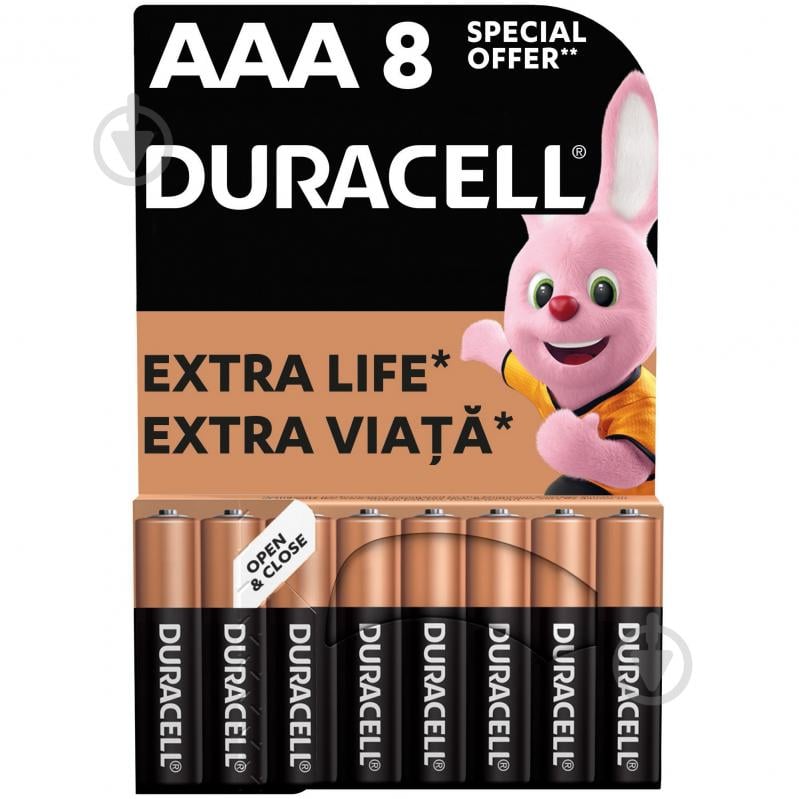Батарейки лужні Duracell LR03 MN2400 AAA (мізинчикові) 8 шт. (81417099) - фото 1
