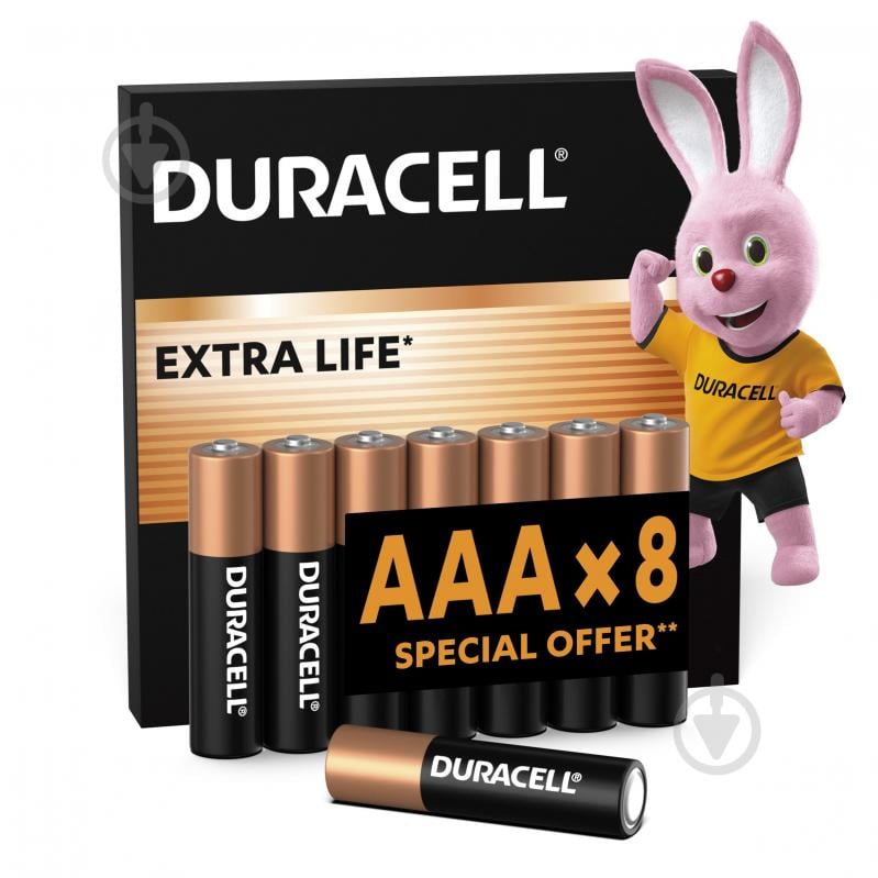 Батарейки щелочные Duracell LR03 MN2400 AAA (мизинчиковые) 8 шт. (81417099) - фото 1