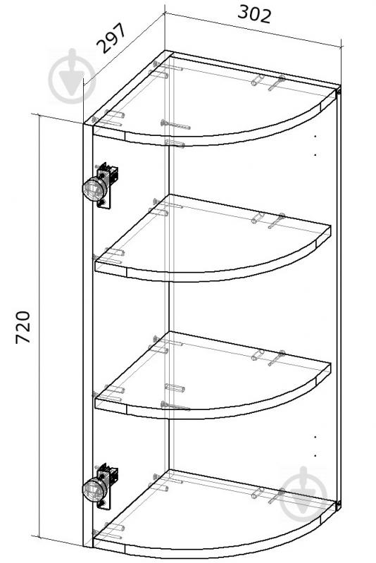 Шафа верхня кутова радіусна 300x720x300 мм білий - фото 2