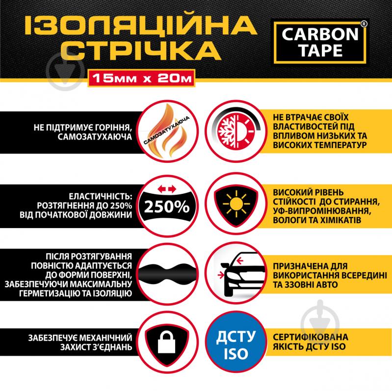 Лента изоляционная CARBON TAPE 15 мм 20 м черный - фото 4