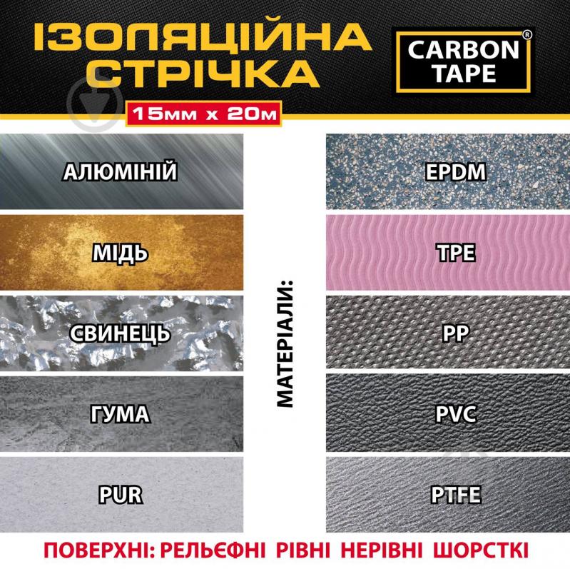 Лента изоляционная CARBON TAPE 15 мм 20 м черный - фото 5