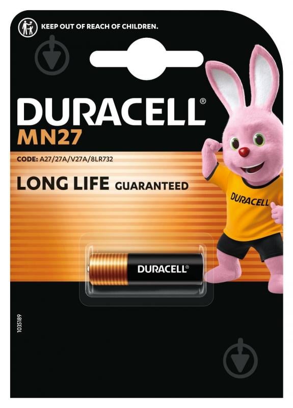 Батарейка щелочная Duracell специализированная A27/27A/V27A/8LR732 MN27 1 шт. (81421921) - фото 2
