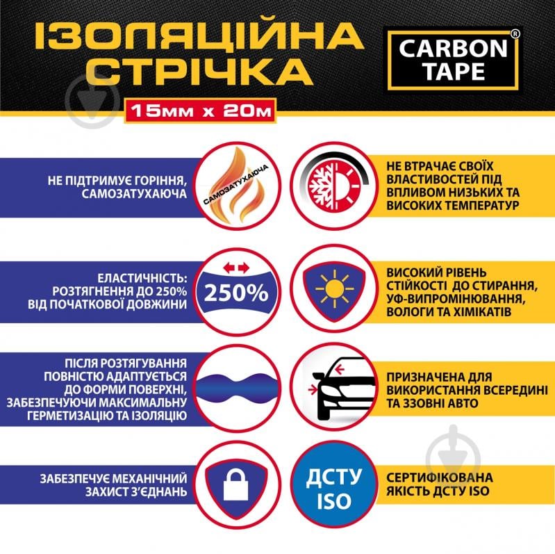 Стрічка ізоляційна CARBON TAPE 15 мм 20 м синій - фото 4