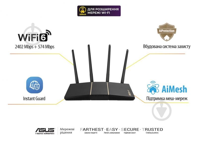 Маршрутизатор Asus RT-AX57 AX3000 MU-MIMO OFDMA MESH - фото 6